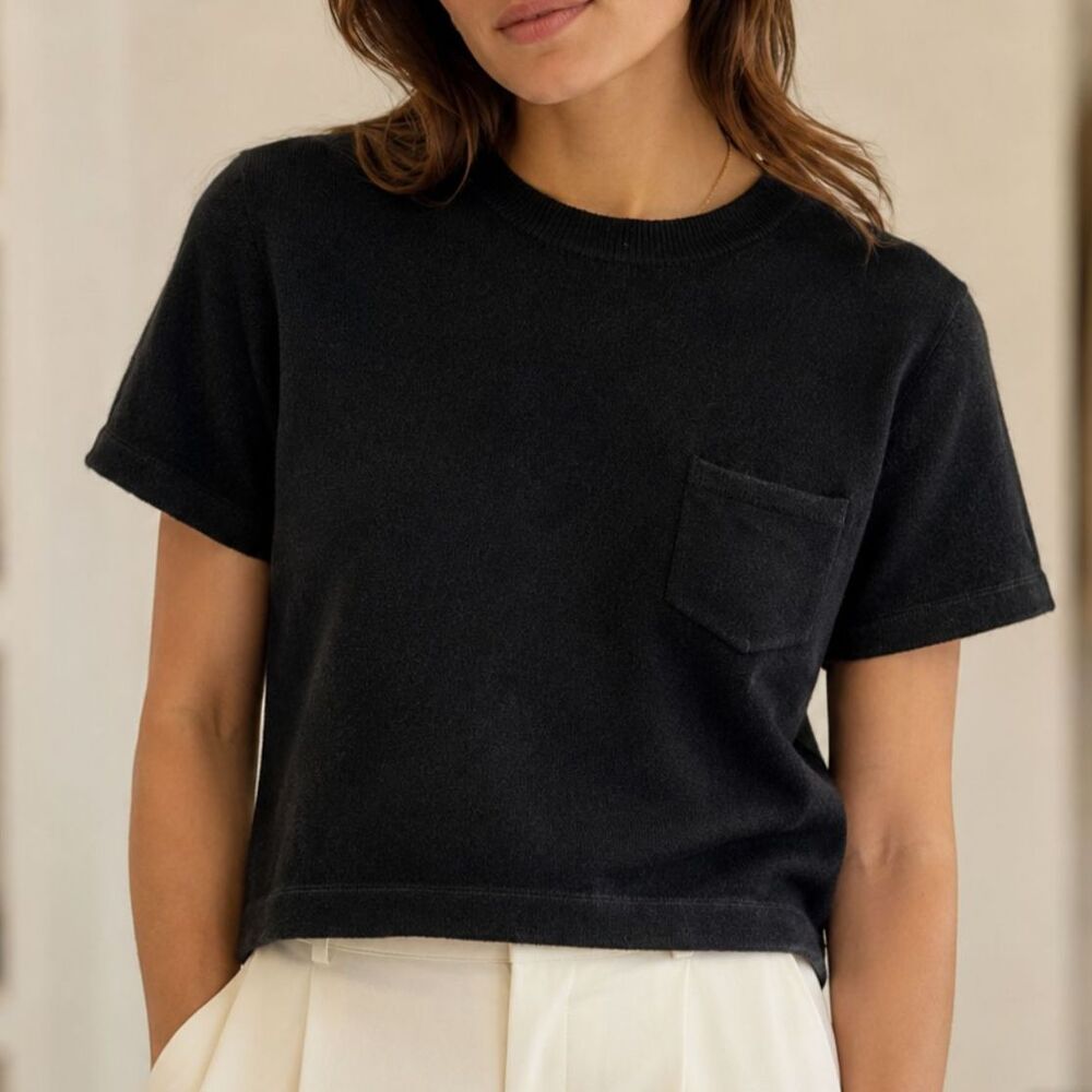 J.Crew Lambswool Short Sleeve Sweater M Soft Warm Preppy Minimalist Layering
